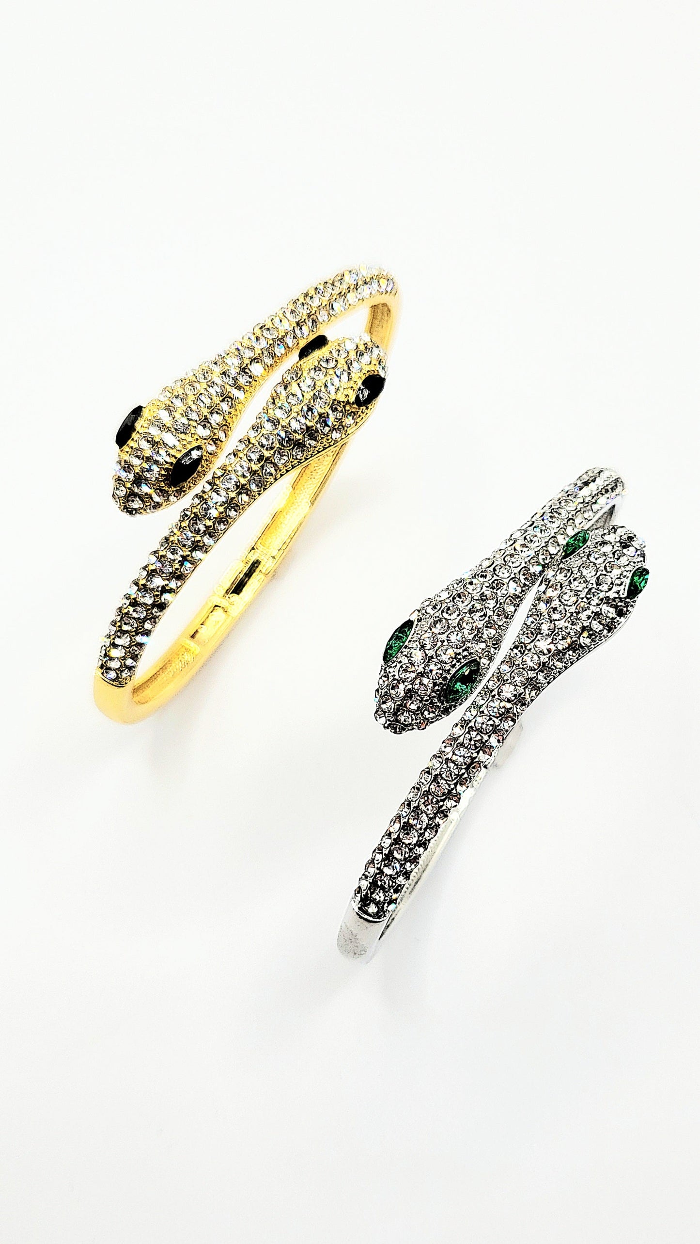 Serpent Snake Crystal Bangle Stainless Steel