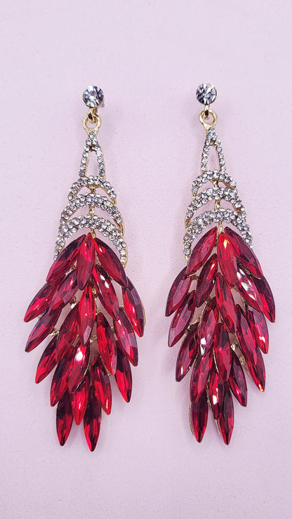Sassy Red Crystal Drop and Dangle Earrings