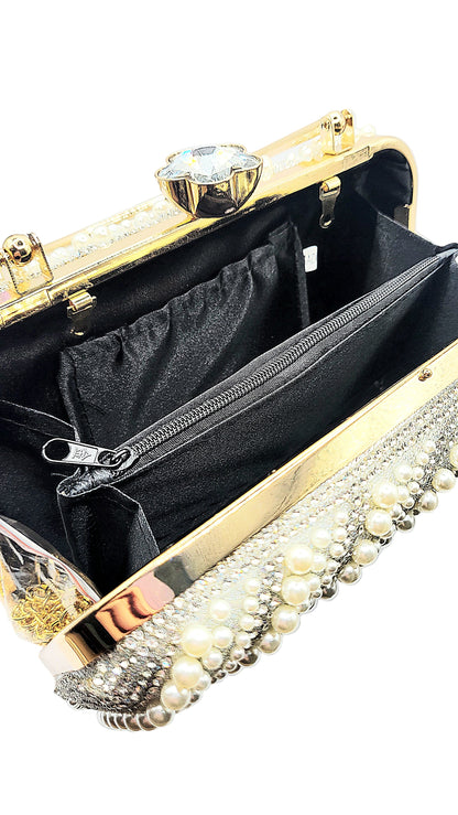 Pearl Crystal Clutch Bag