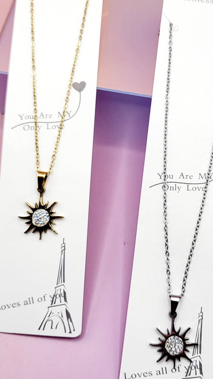 Pavé Crystal Sun Necklace
