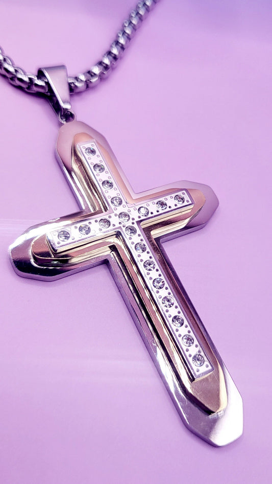Two Tone Cross Necklace