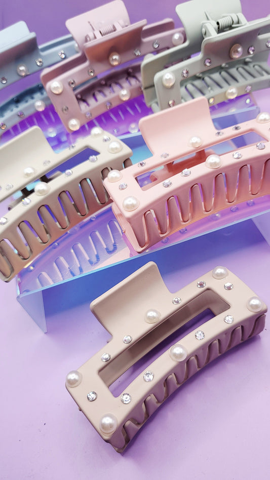 Pearl Essence Square Hair Clamps Pack of 12