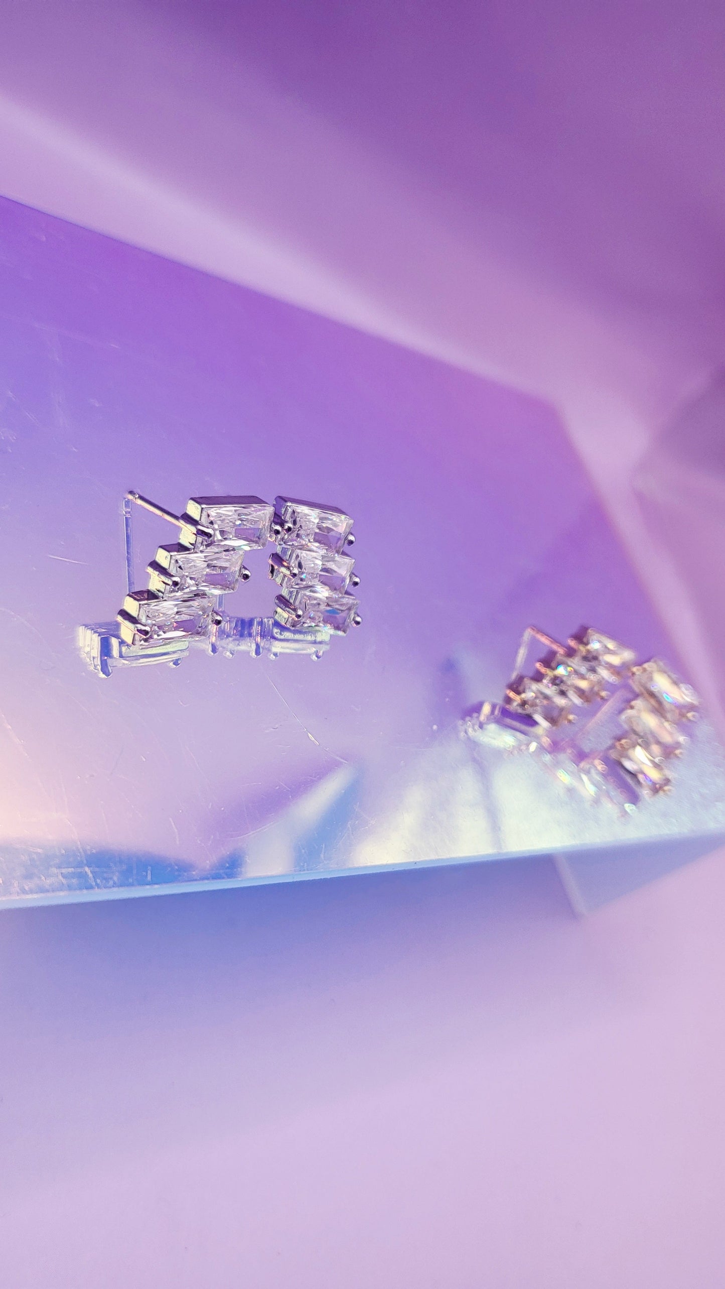 Starlight Stacked Crystal Stud Earrings