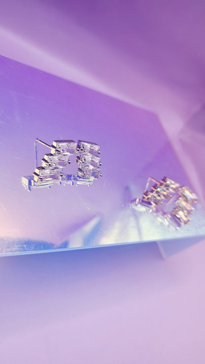 Starlight Stacked Crystal Stud Earrings