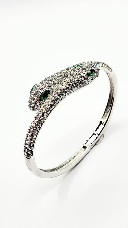 Serpent Snake Crystal Bangle Stainless Steel