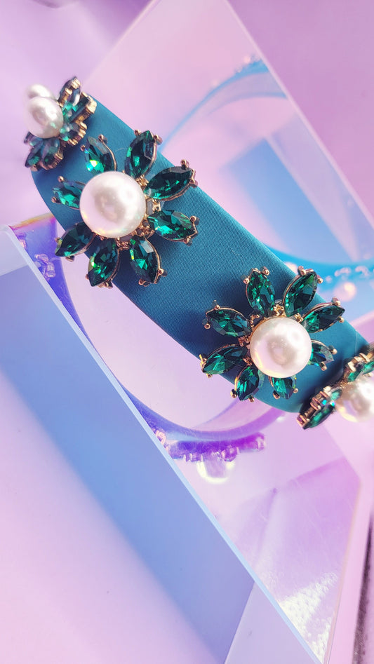 Pearl Flower Crystal Hair band