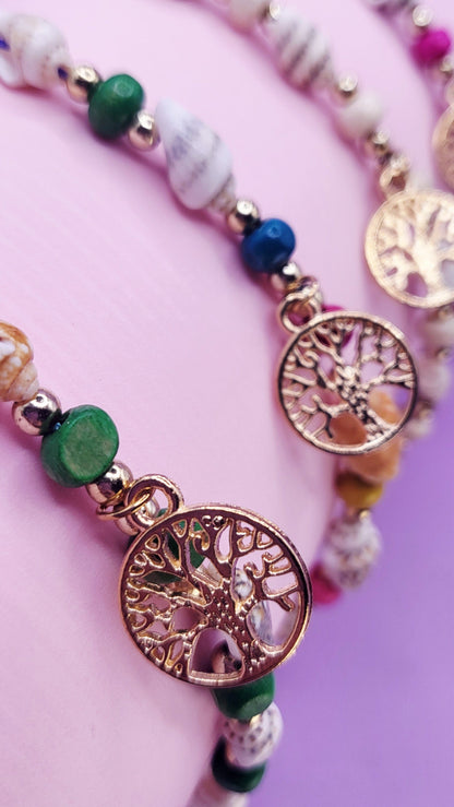 Tree Of Life Beaded Pull Tie Anklet