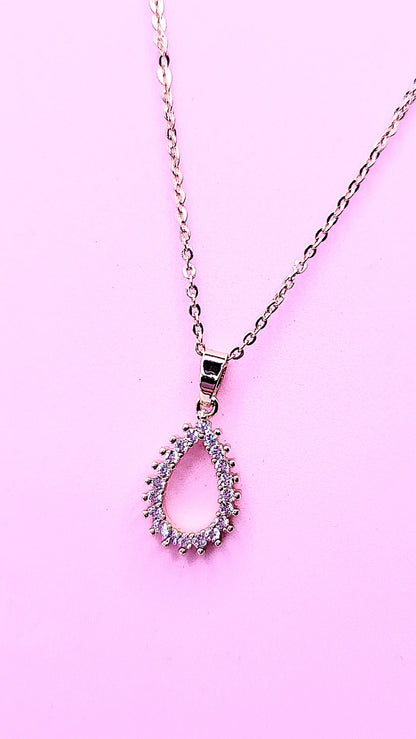 Tear Drop Oval Crystal Necklace