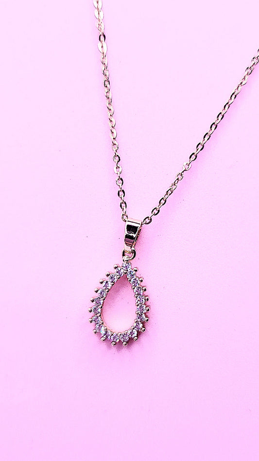 Tear Drop Oval Crystal Necklace