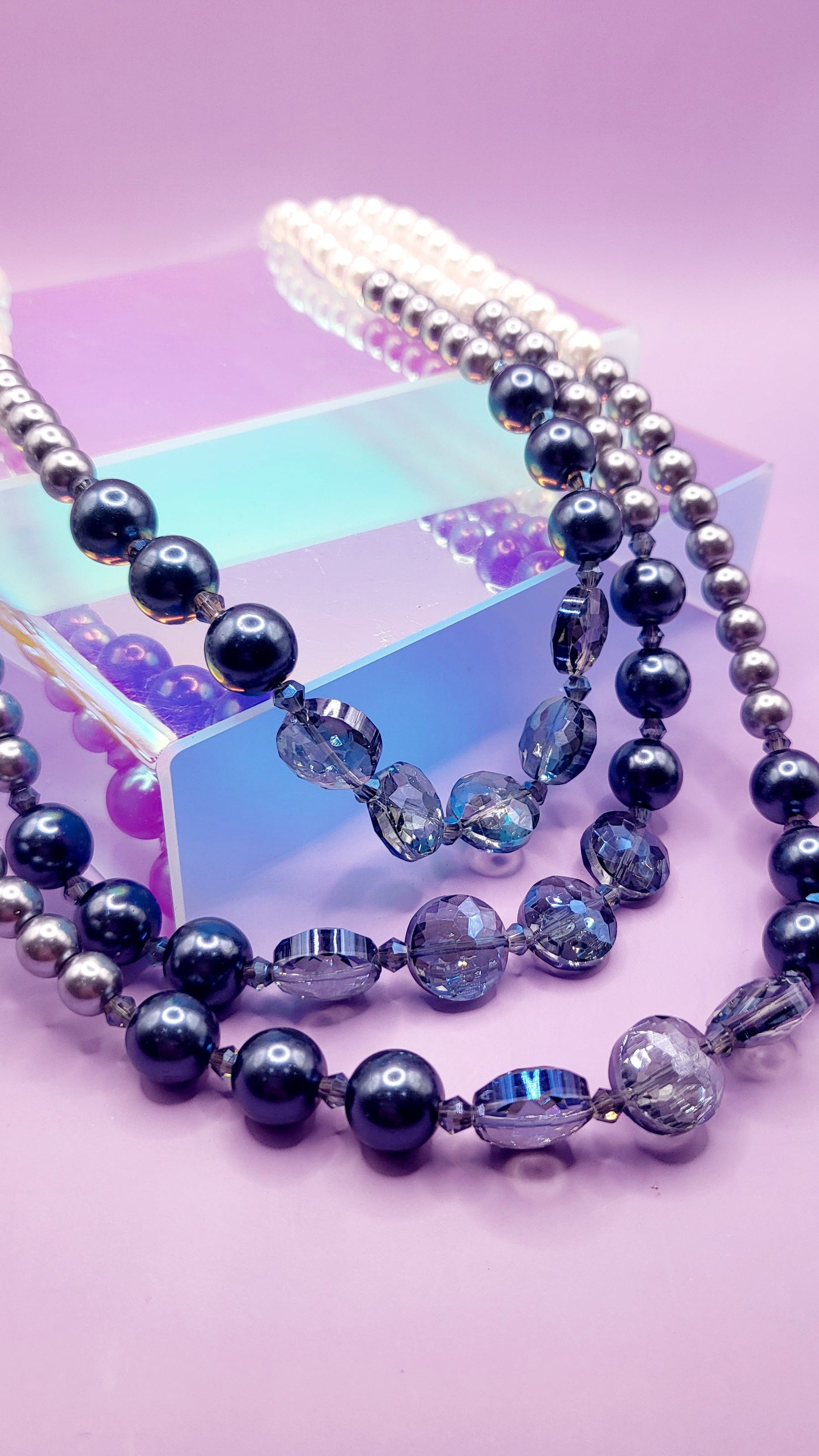 Shiny Pearl Multi Layer Necklace & Earrings