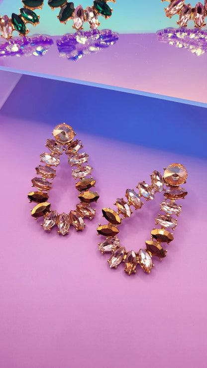 Oval Crystal Drop and Dangle Earrings