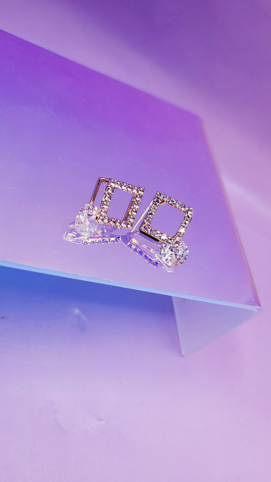 Square Crystal Stud Earrings