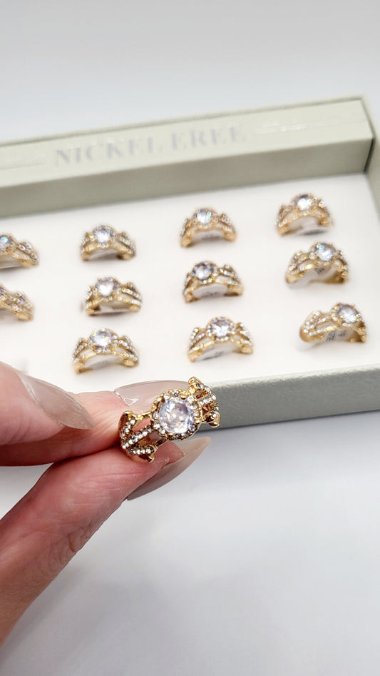 Trinity Crystal Ring Gold Box set of 12
