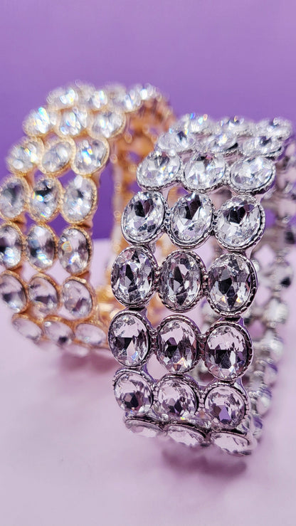Oval Triple Row Crystal Bracelet