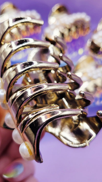 Shiny Gold Pearl Hair Clamps Pack of 12