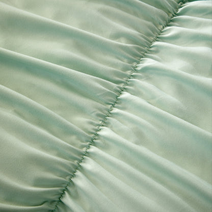 Ruched Sage Green Microfibre Duvet Cover Set with Pillowcases Ruffle Bedding Super Soft Easy Care Quilt Bed Linen by OLIVIA ROCCO
