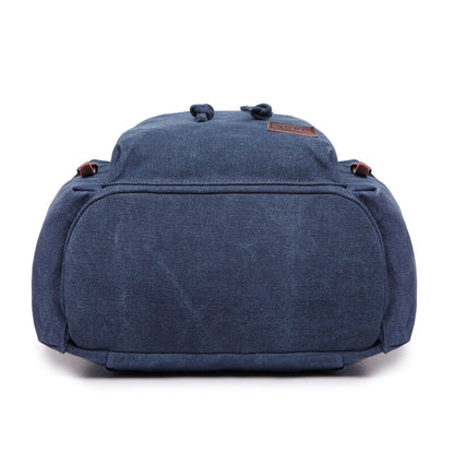 Unisex Real Leather Canvas Backpack Large School Shoulder Bag Rucksack
