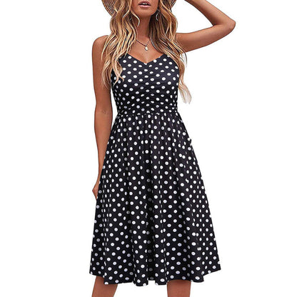 Womens Leopard Floral Midi Dress Ladies Summer Boho Beach Holiday Sundress Size