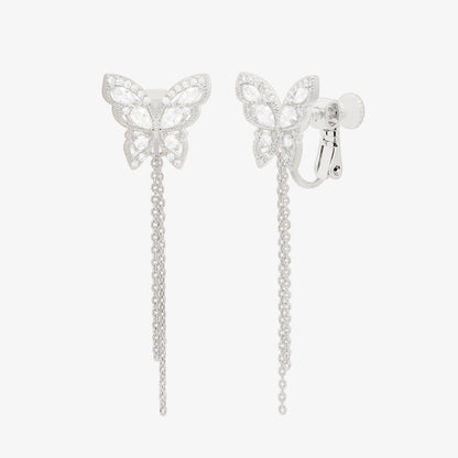 Butterfly Drop Clip On Earrings-5
