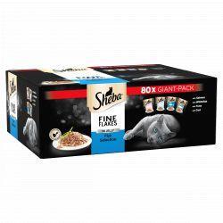 Sheba Fine Flakes Cat Pouches Fish Collection in Jelly 80 Pack