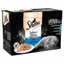 Sheba Select Slices Cat Pouches Fish Collection in Gravy 12pk