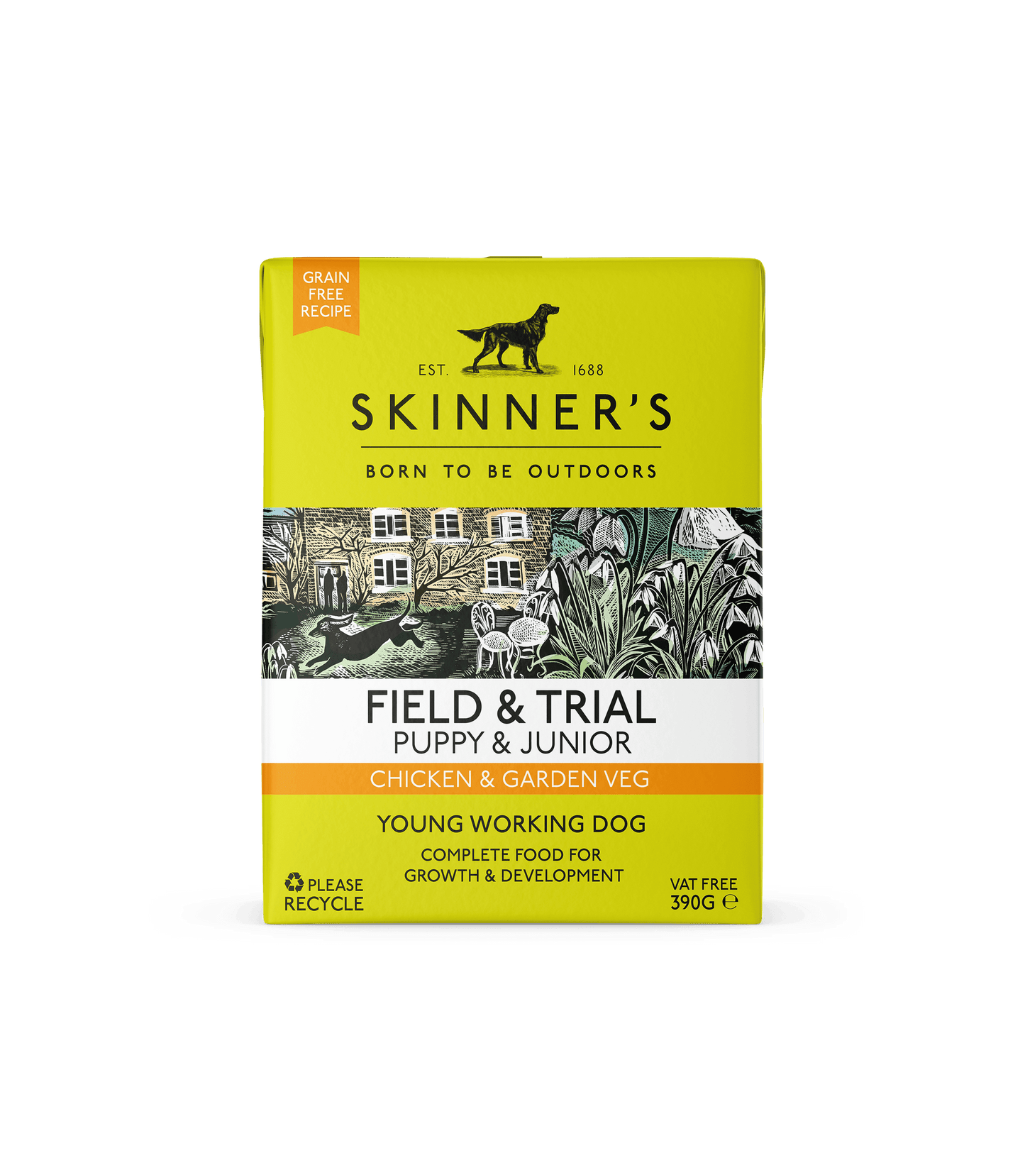 Skinners Field & Trial Puppy & Junior Chicken & Garden Veg GF 18 x 390g