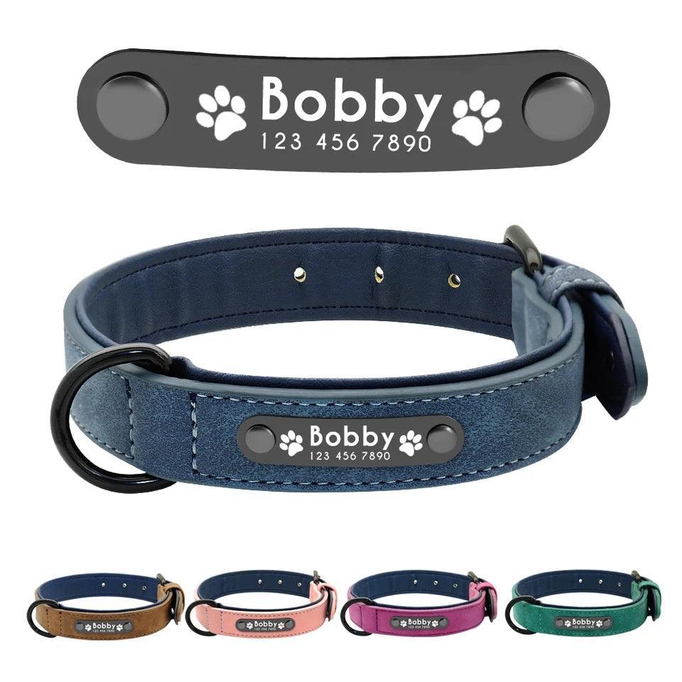 Soft Leather Collar with Custom Tag