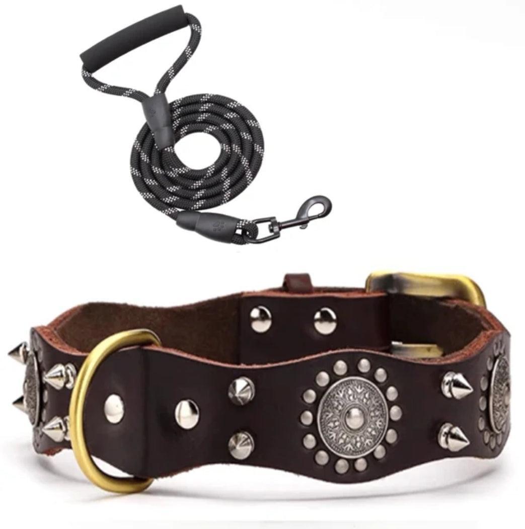 Spiked Collar & Lead Matching Set.
