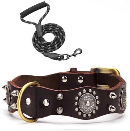 Spiked Collar & Lead Matching Set.