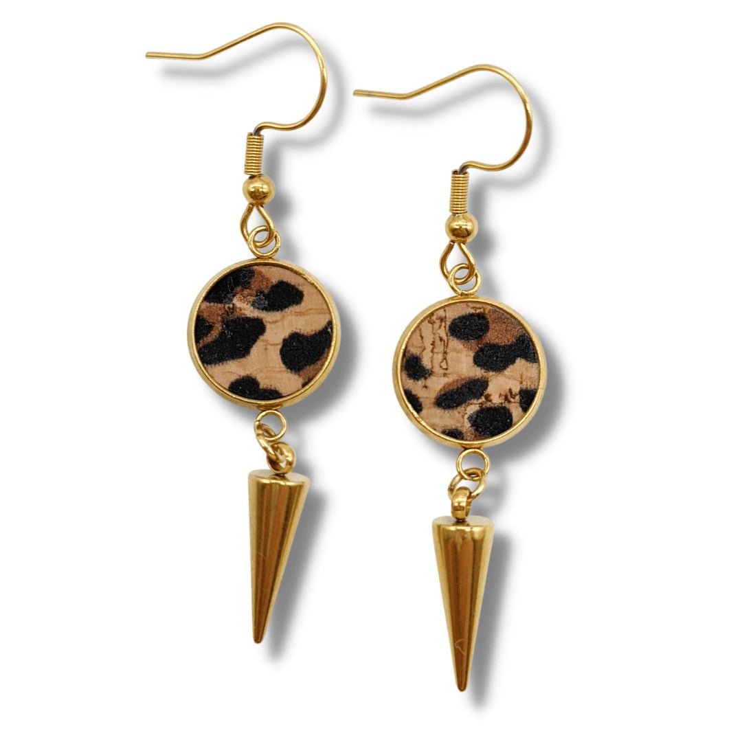 Spiked cork and steel earrings
