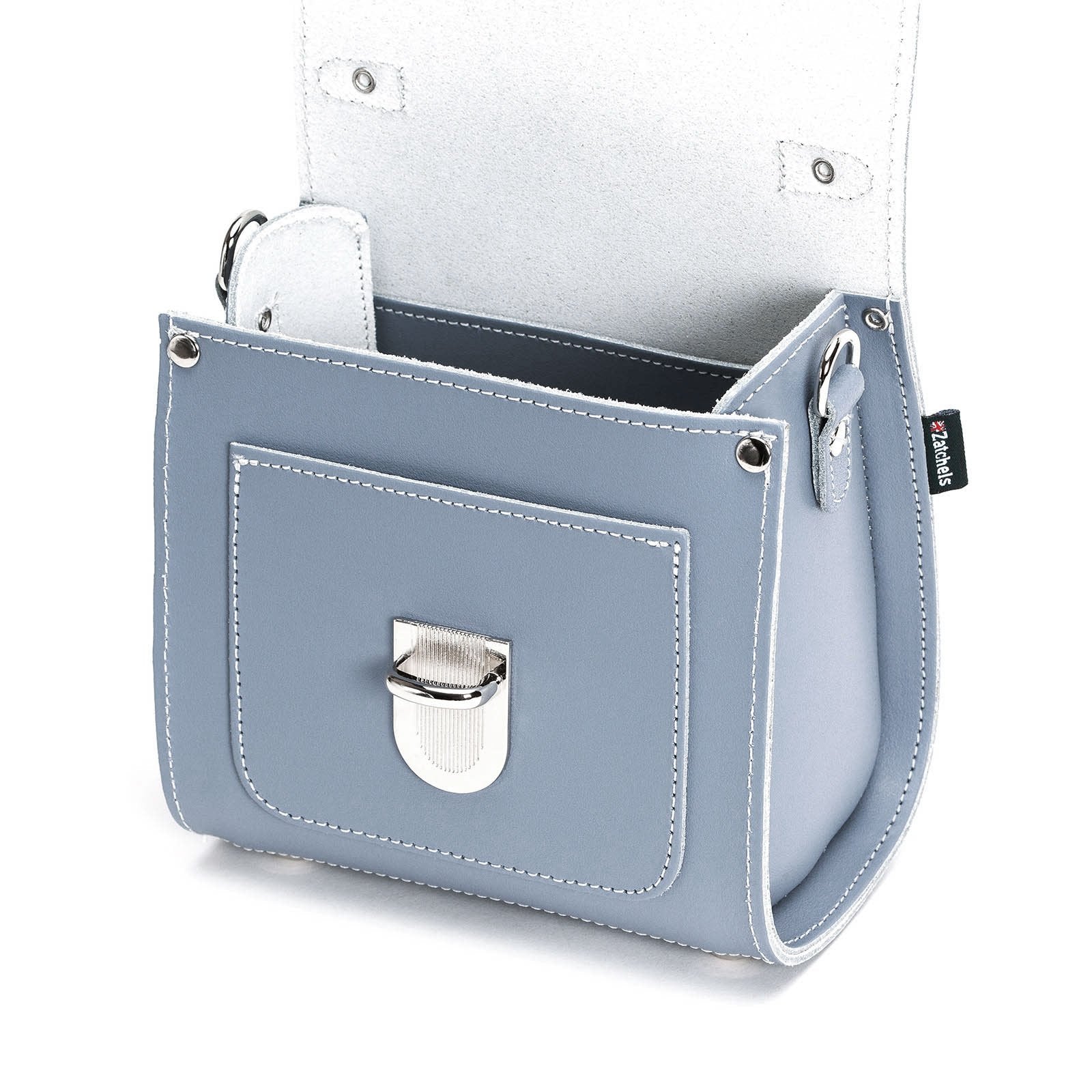 Handmade Leather Sugarcube Handbag - Lilac Grey-2