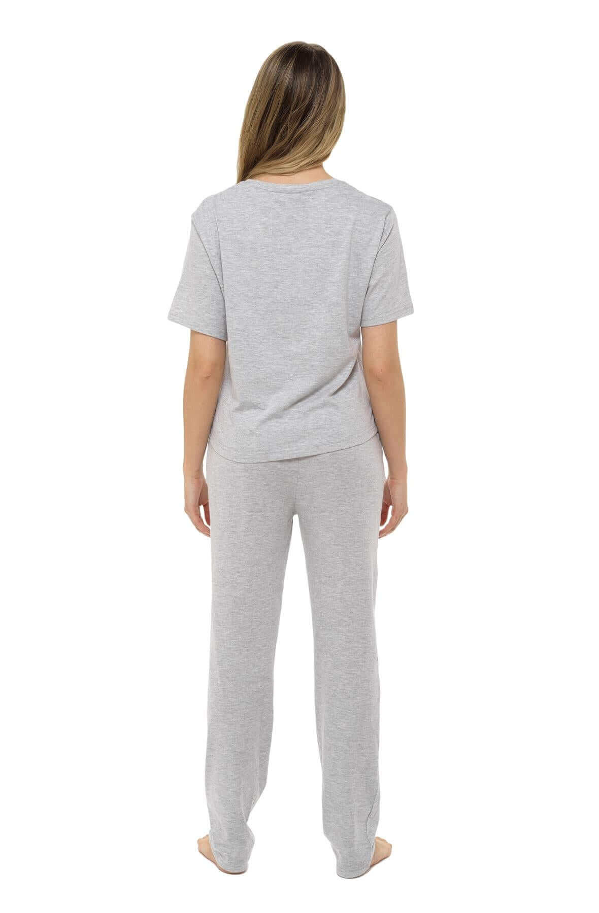 Super Soft Women's Jersey Marl Loungewear Pyjama Set Comfortable Fit Pants Trendy Design Ideal for All Seasons Blue or Grey by Daisy Dreamer