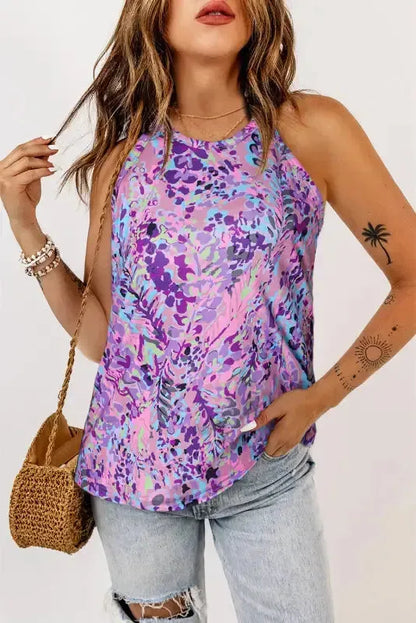 Tropical Floral Racerback Tank Top-4