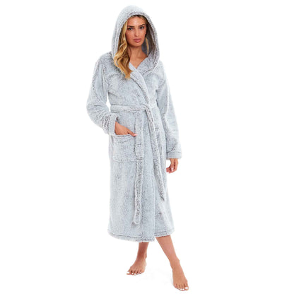 Ultra Soft Velvet Touch Women's Hooded Fleece Bathrobes Cozy Plush Snuggle Dressing Gowns for Lounging Spa Gym Hotel Multiple Sizes and Colors by Daisy Dreamer