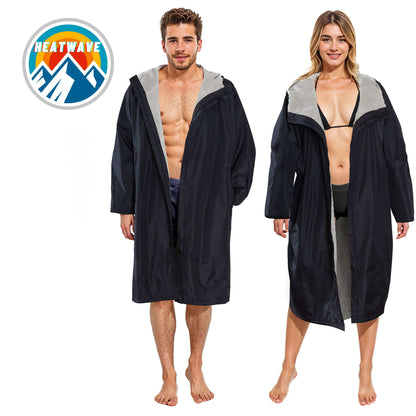 Unisex Adults Waterproof Windproof Changing Robe Hooded Outdoor Coat for Beach Swimming Surfing Warm Fleece Lining by Heatwave Thermalwear
