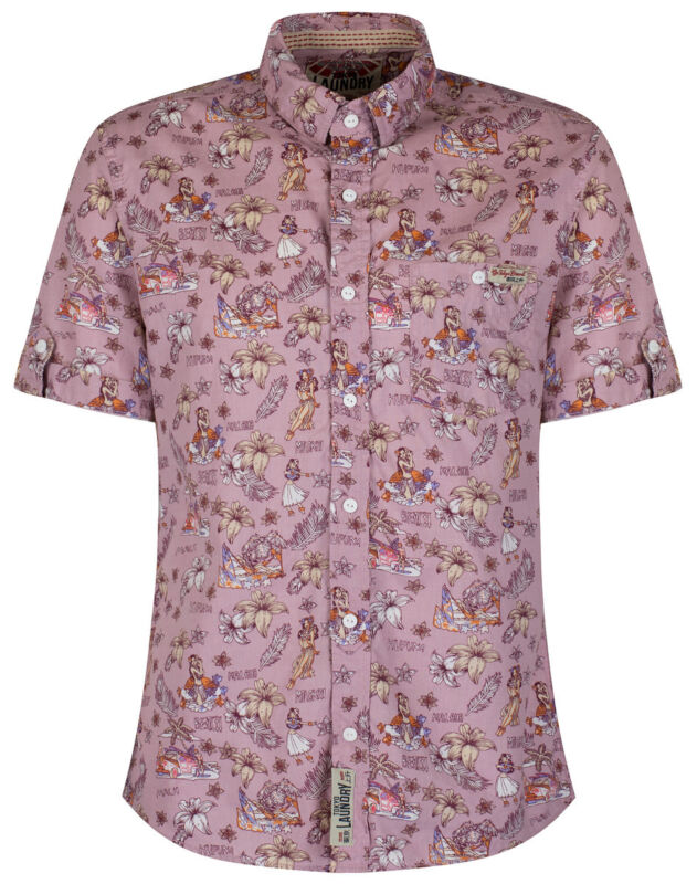 Tokyo Laundry Mens Pure Cotton Short Sleeve Hawaiian Floral Holiday Party Shirts