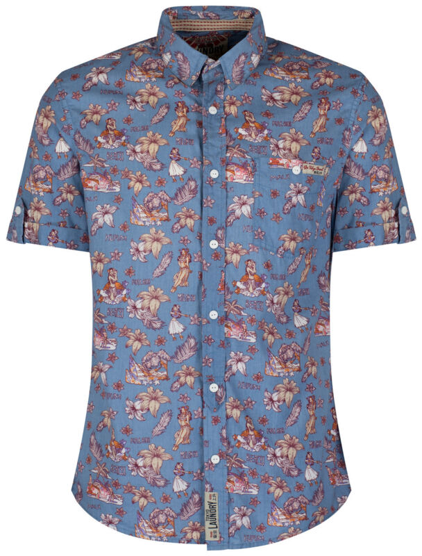Tokyo Laundry Mens Pure Cotton Short Sleeve Hawaiian Floral Holiday Party Shirts