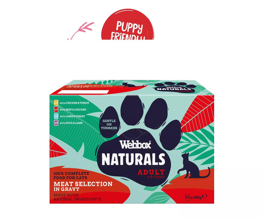 Webbox Naturals Cat Adult Meal Selection in Gravy Pouches  12 x 100g