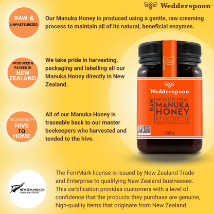 Wedderspoon RAW Manuka Honey KFactor 16+ 500g