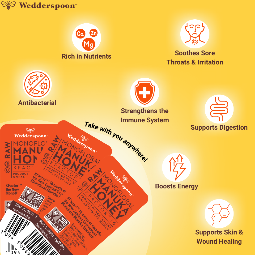 Wedderspoon Raw Manuka Honey Travel Sachets 24-Pack