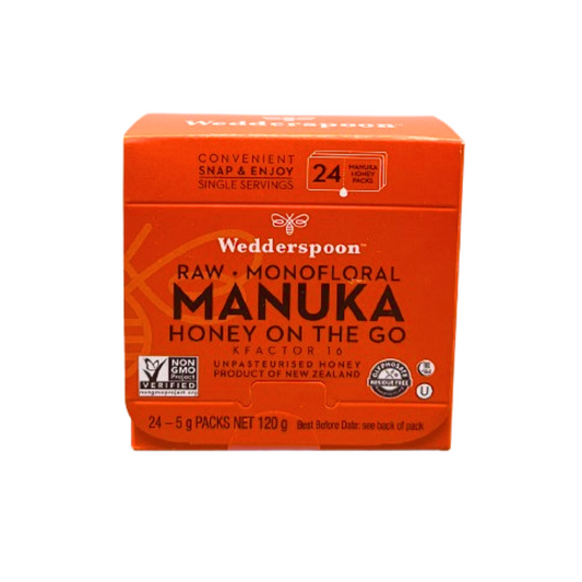 Wedderspoon Raw Manuka Honey Travel Sachets 24-Pack