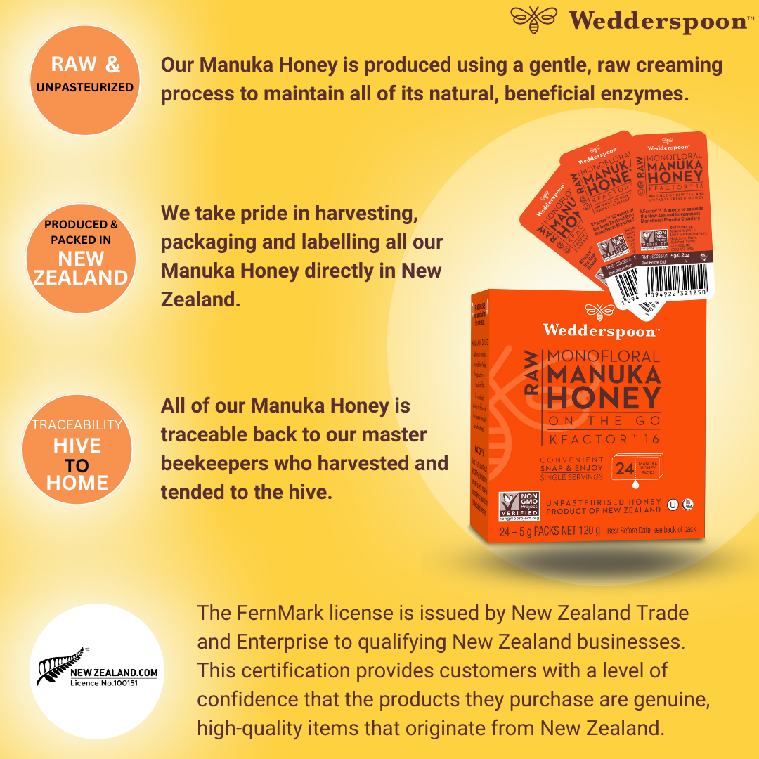 Wedderspoon Raw Manuka Honey Travel Sachets 24-Pack