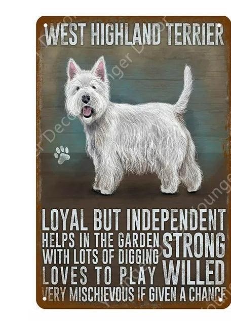 West Highland Terrier Dog Tin Sign