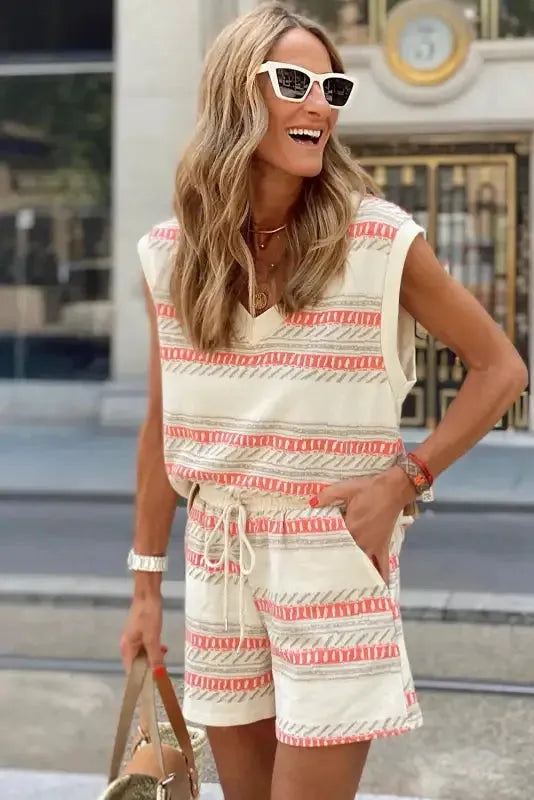 Western Casual Tank Top and Shorts Outfit-1