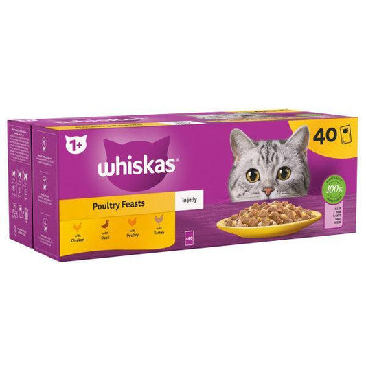 Whiskas Adult 1+ Poultry Feasts in Jelly Pouches 40 x 85g