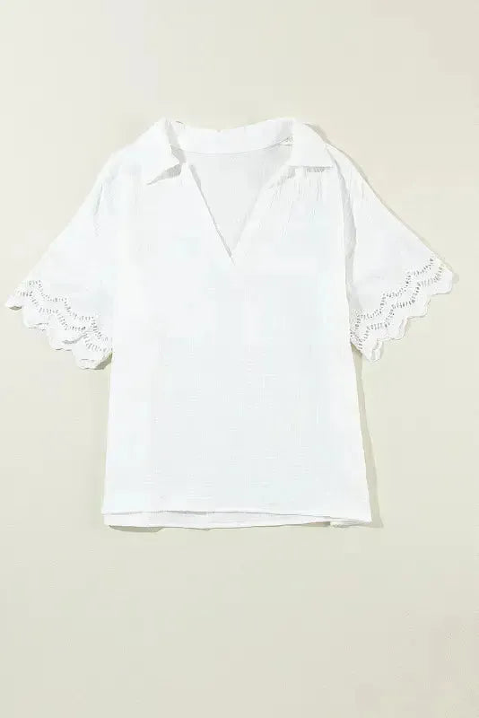 White Crinkled Lace Blouse-0