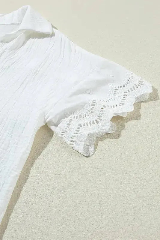 White Crinkled Lace Blouse-3