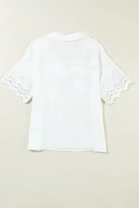 White Crinkled Lace Blouse-1