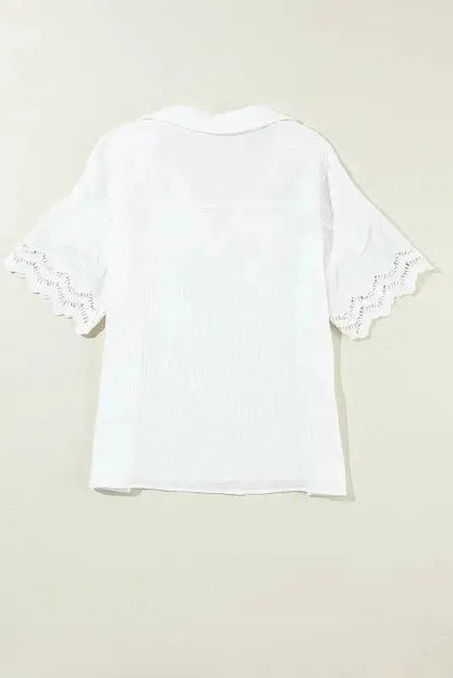 White Crinkled Lace Blouse-1