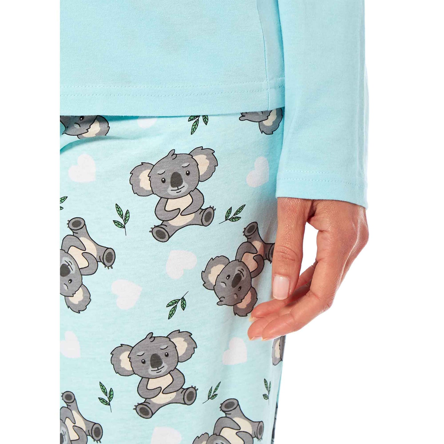 Women's 100% Cotton Koala Bear Print Pyjama Set Comfortable Long Sleeve Top and Elasticated Pants for Sleeping and Lounging Available in Small Medium Large X-Large by Daisy Dreamer